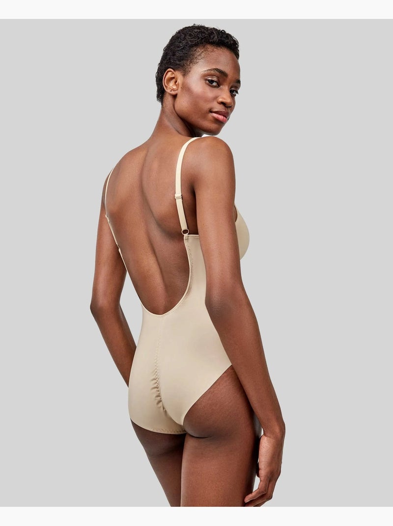 Body moldeador efecto tanga, con aro y espalda libre, de microfibra Rosa - Kiabi