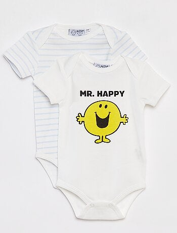 Body 'Mr. Men & Little Miss' 'Mr. Happy' de manga corta con cuello americano