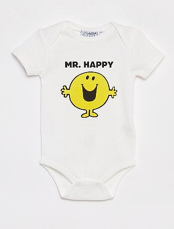 Body 'Mr. Men & Little Miss' 'Mr. Happy' de manga corta con cuello americano
