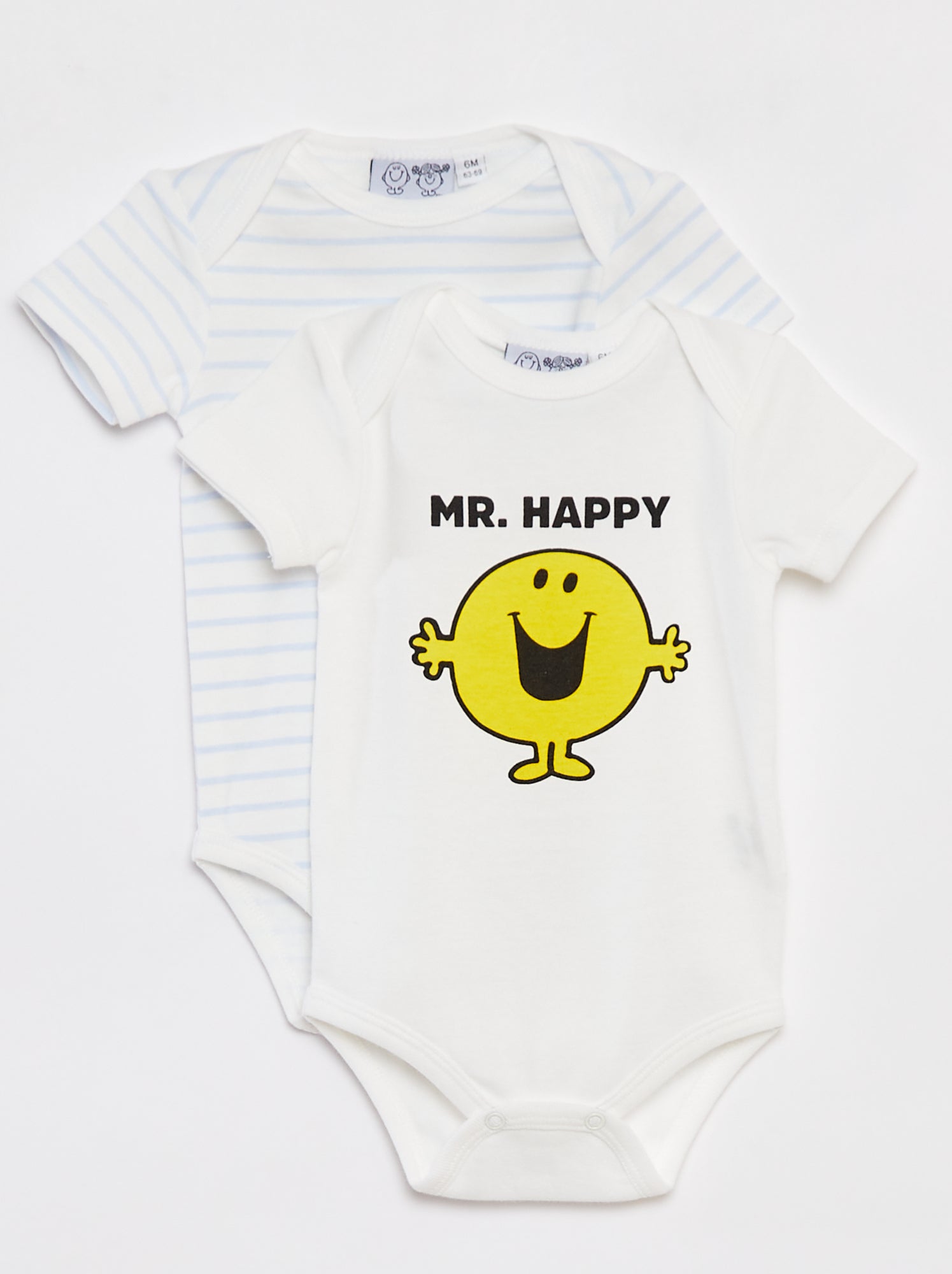 Body 'Mr. Men & Little Miss' 'Mr. Happy' de manga corta con cuello americano