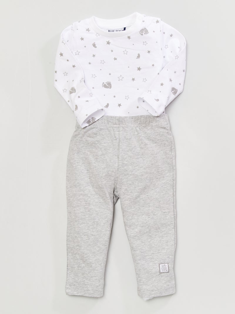 Body + pantalón de punto gris - Kiabi