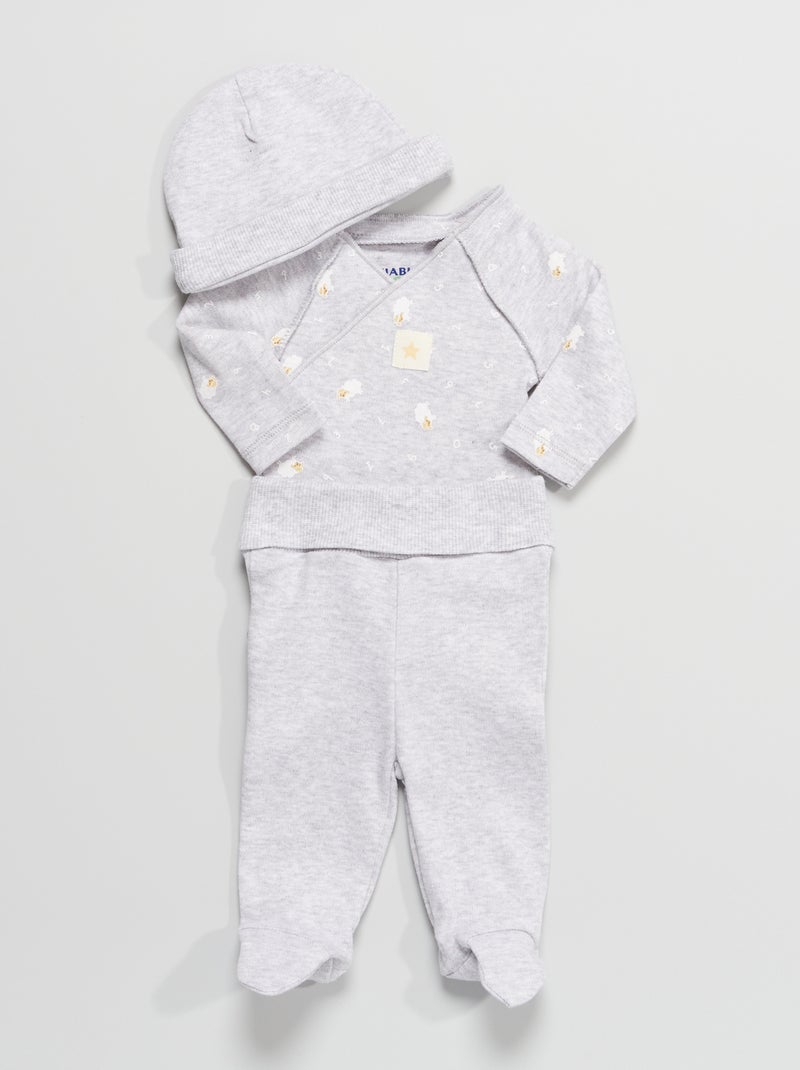 Body + pantalón + gorro - 3 piezas GRIS - Kiabi