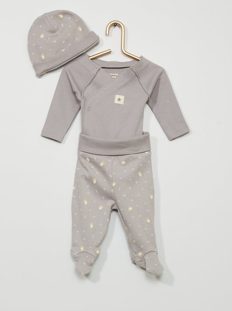 Body + pantalón + gorro - 3 piezas GRIS - Kiabi