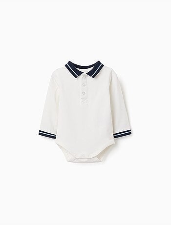 Body polo de algodón con cuello a contraste