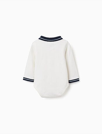 Body polo de algodón con cuello a contraste