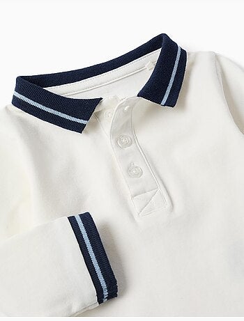 Body polo de algodón con cuello a contraste