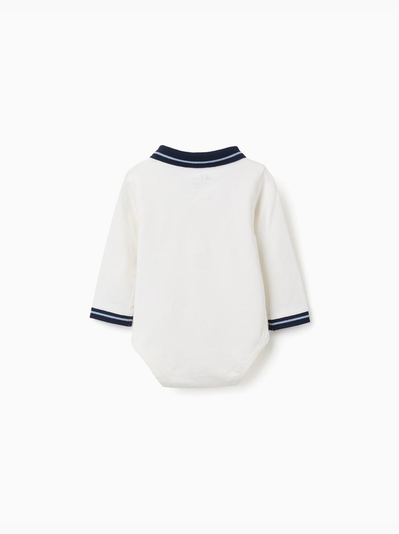 Body polo de algodón con cuello a contraste Blanco - Kiabi
