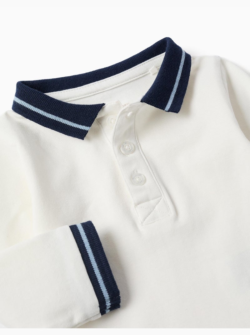 Body polo de algodón con cuello a contraste Blanco - Kiabi