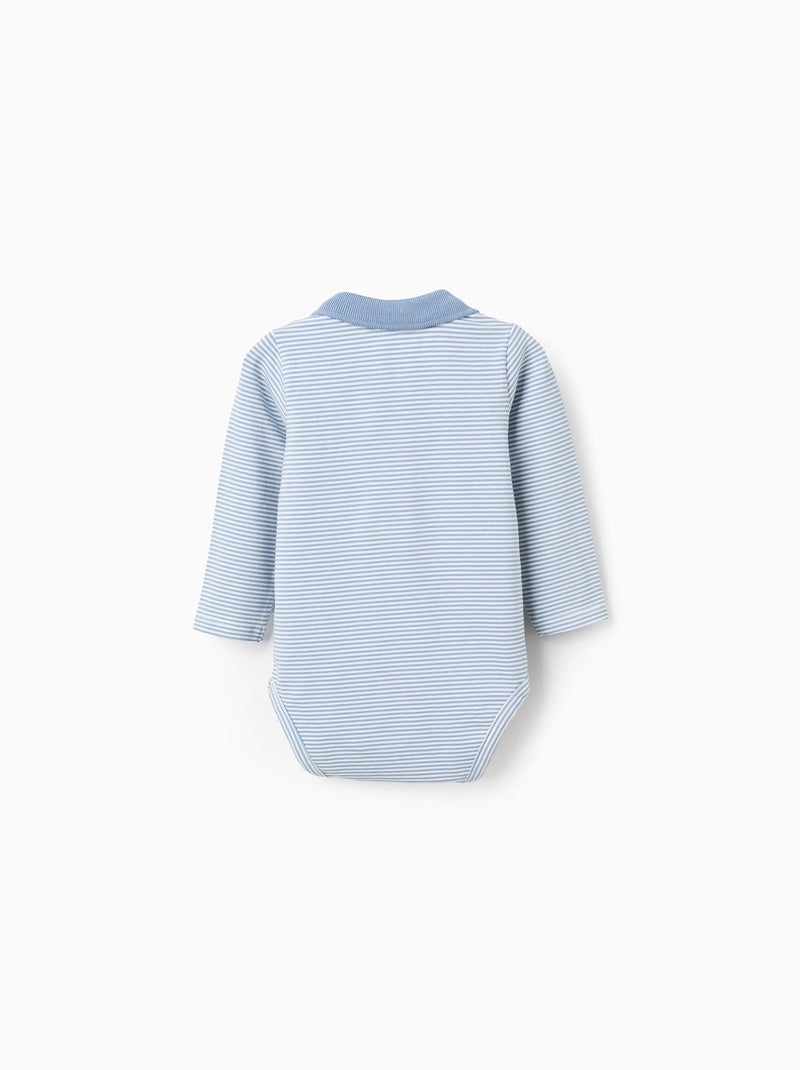 Body-polo de manga larga a rayas Azul claro - Kiabi