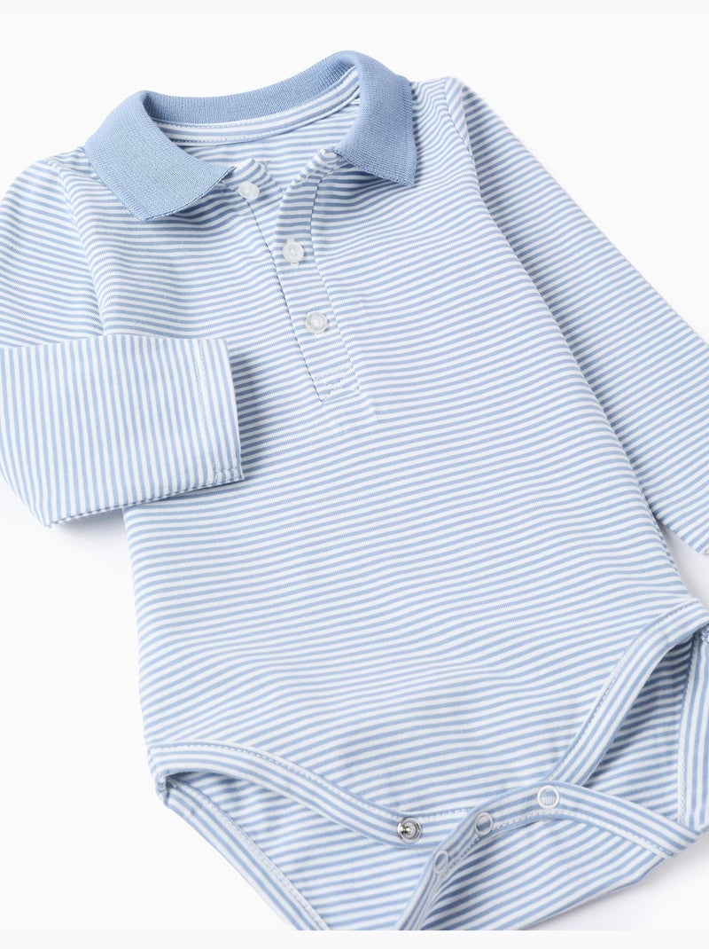 Body-polo de manga larga a rayas Azul claro - Kiabi