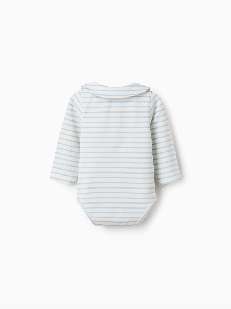 Body polo de manga larga a rayas Beige claro - Kiabi