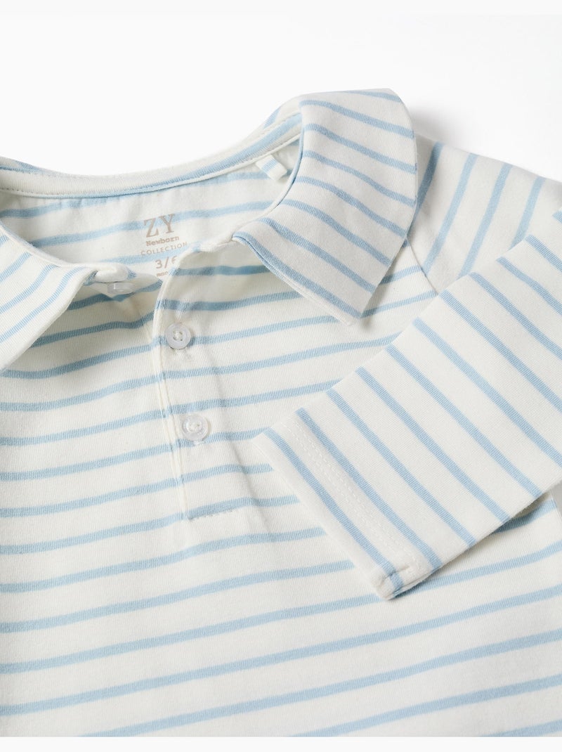 Body polo de manga larga a rayas Beige claro - Kiabi