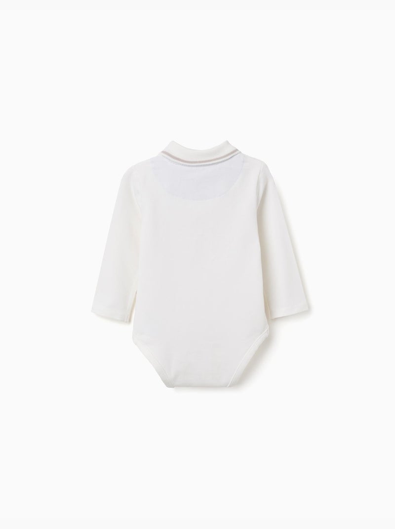 Body-polo de manga larga a rayas Blanco - Kiabi