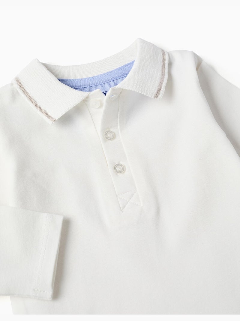 Body-polo de manga larga a rayas Blanco - Kiabi