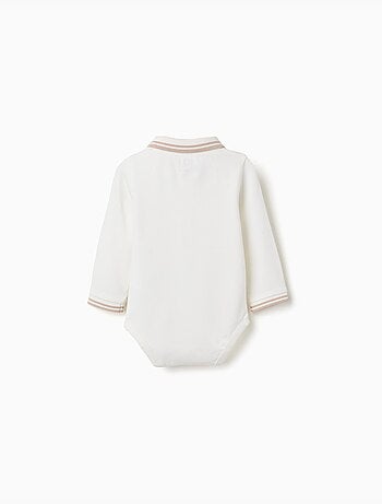 Body-polo de manga larga de algodón a rayas
