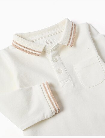 Body-polo de manga larga de algodón a rayas