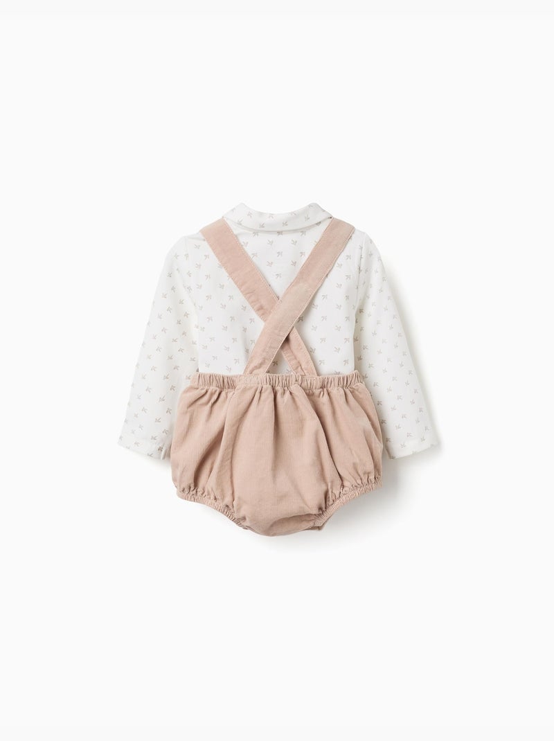 Body-polo de manga larga + ranita de pana Beige claro - Kiabi
