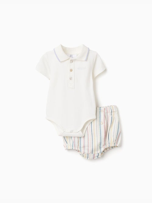 Body-polo + pantalón corto a rayas B&S - Kiabi