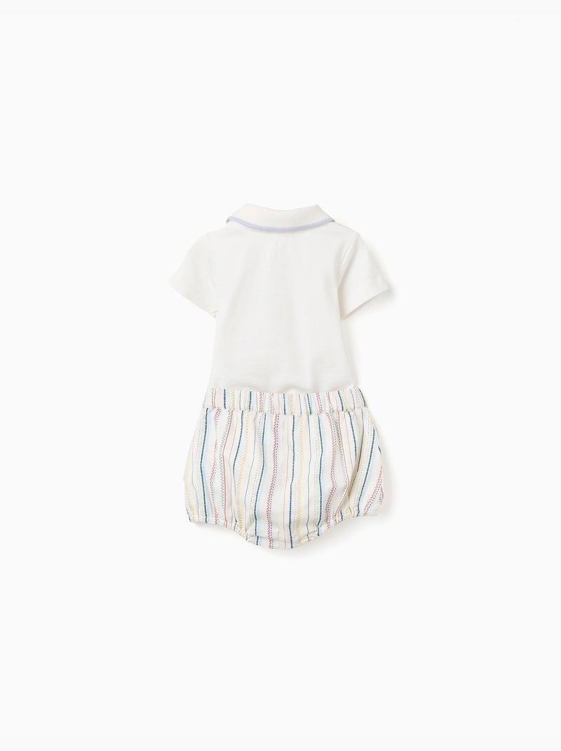 Body-polo + pantalón corto a rayas B&S Blanco - Kiabi