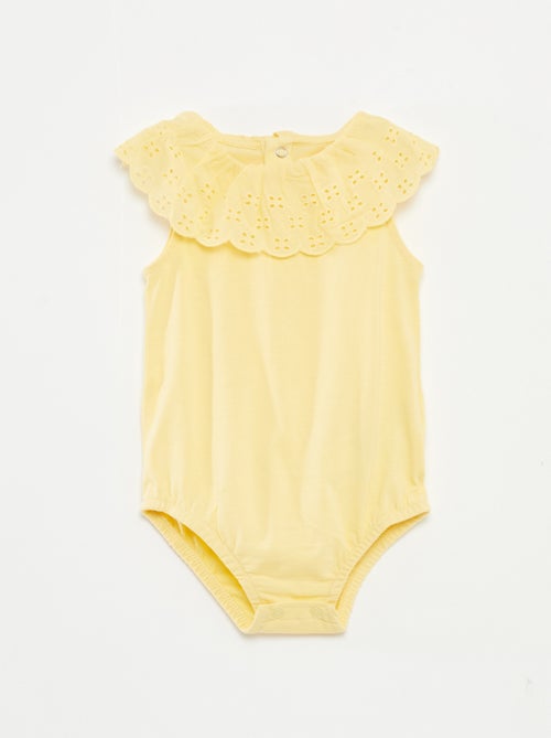 Body sin mangas con cuello amplio de bordado inglés - Kiabi