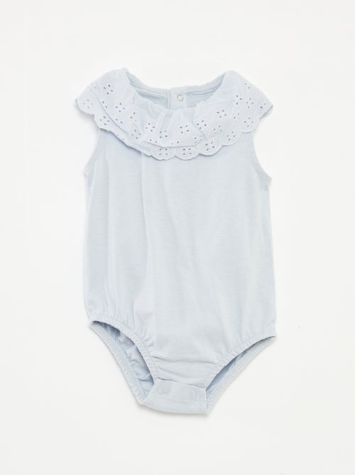 Body sin mangas con cuello amplio de bordado inglés - Kiabi