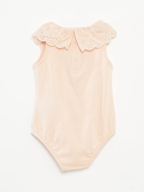 Body sin mangas con cuello amplio de bordado inglés - Kiabi