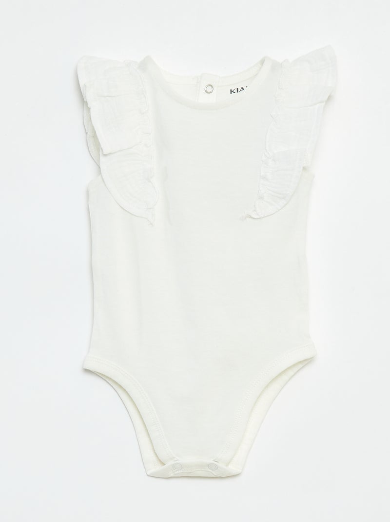 Body sin mangas con volantes Blanco - Kiabi