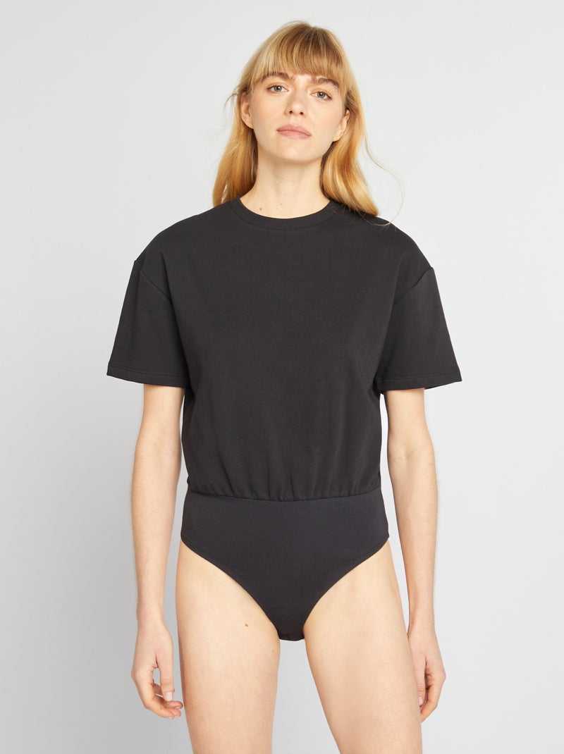 Body tipo camiseta de manga corta negro - Kiabi