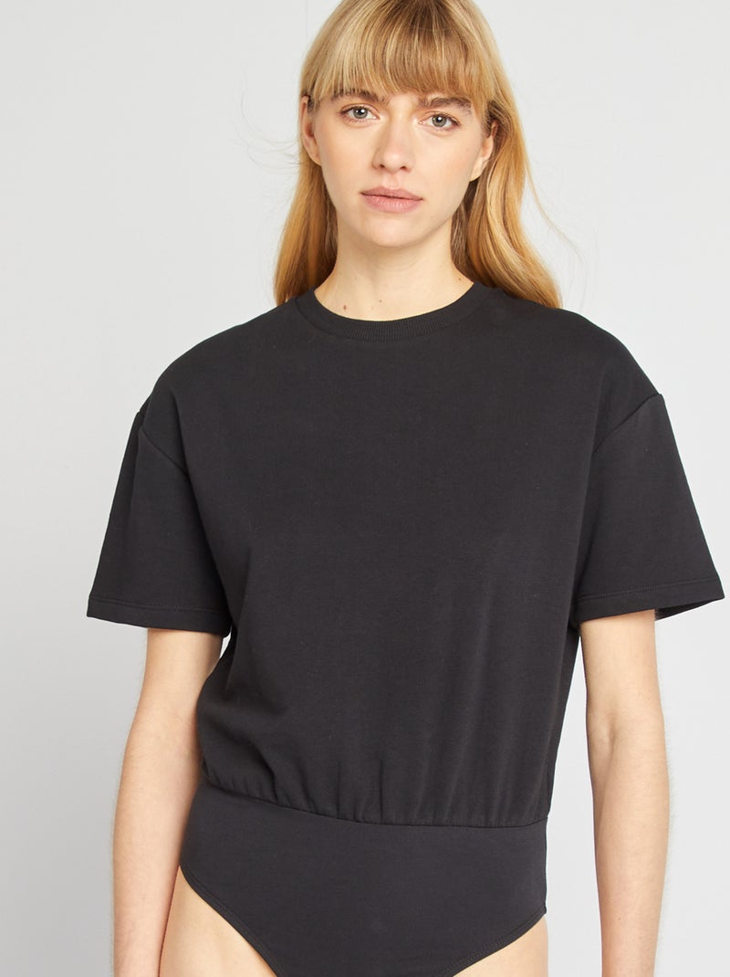 Body tipo camiseta de manga corta negro - Kiabi