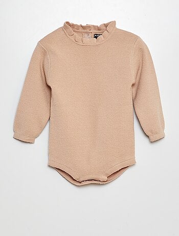 Body tipo jersey con volante en el cuello