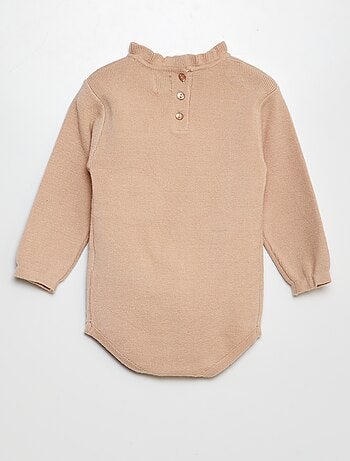 Body tipo jersey con volante en el cuello