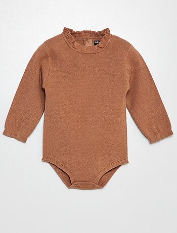 Body tipo jersey con volante en el cuello