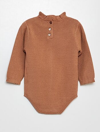 Body tipo jersey con volante en el cuello