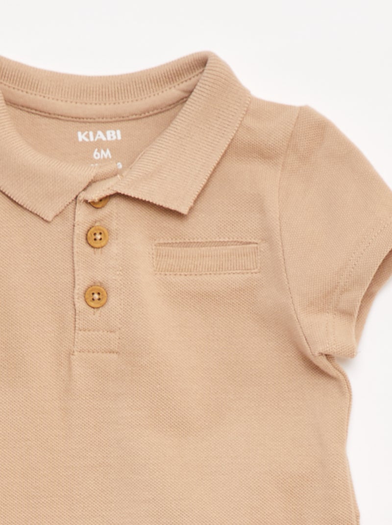 Body tipo polo de manga corta Beige - Kiabi