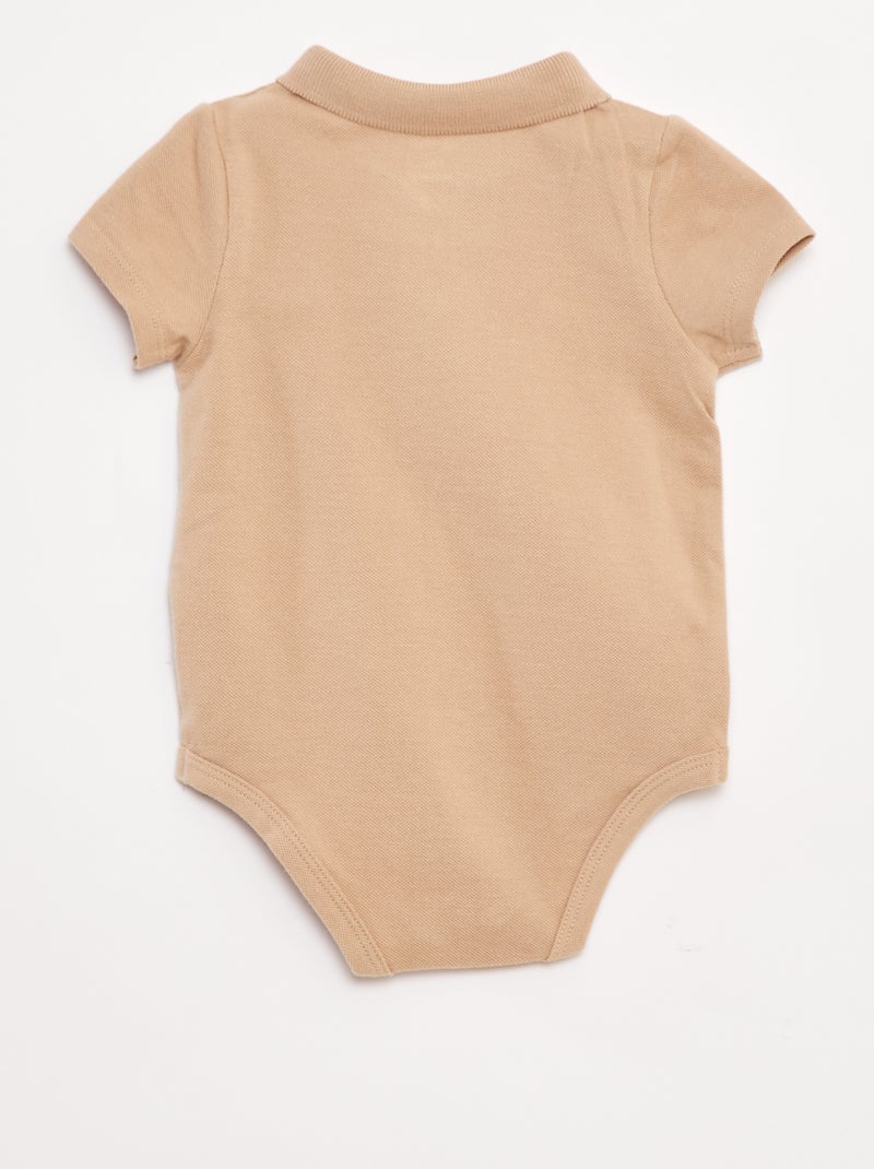 Body tipo polo de manga corta Beige - Kiabi