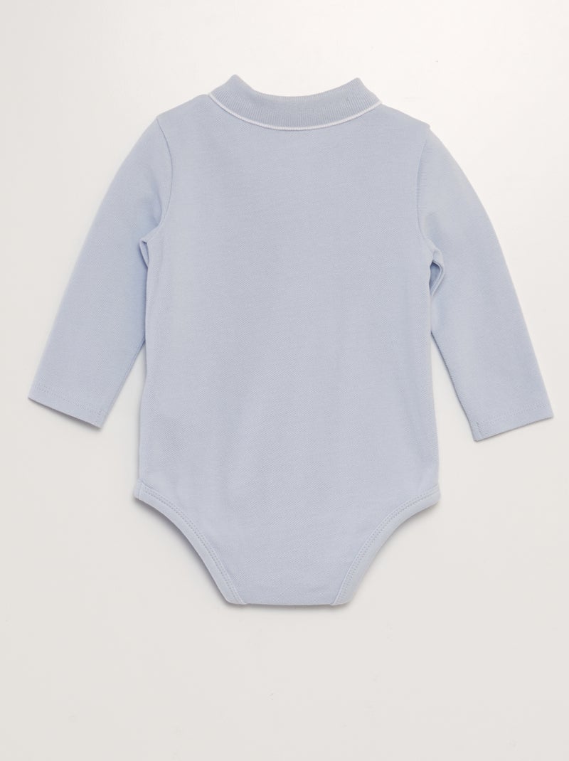Body tipo polo de manga larga AZUL - Kiabi