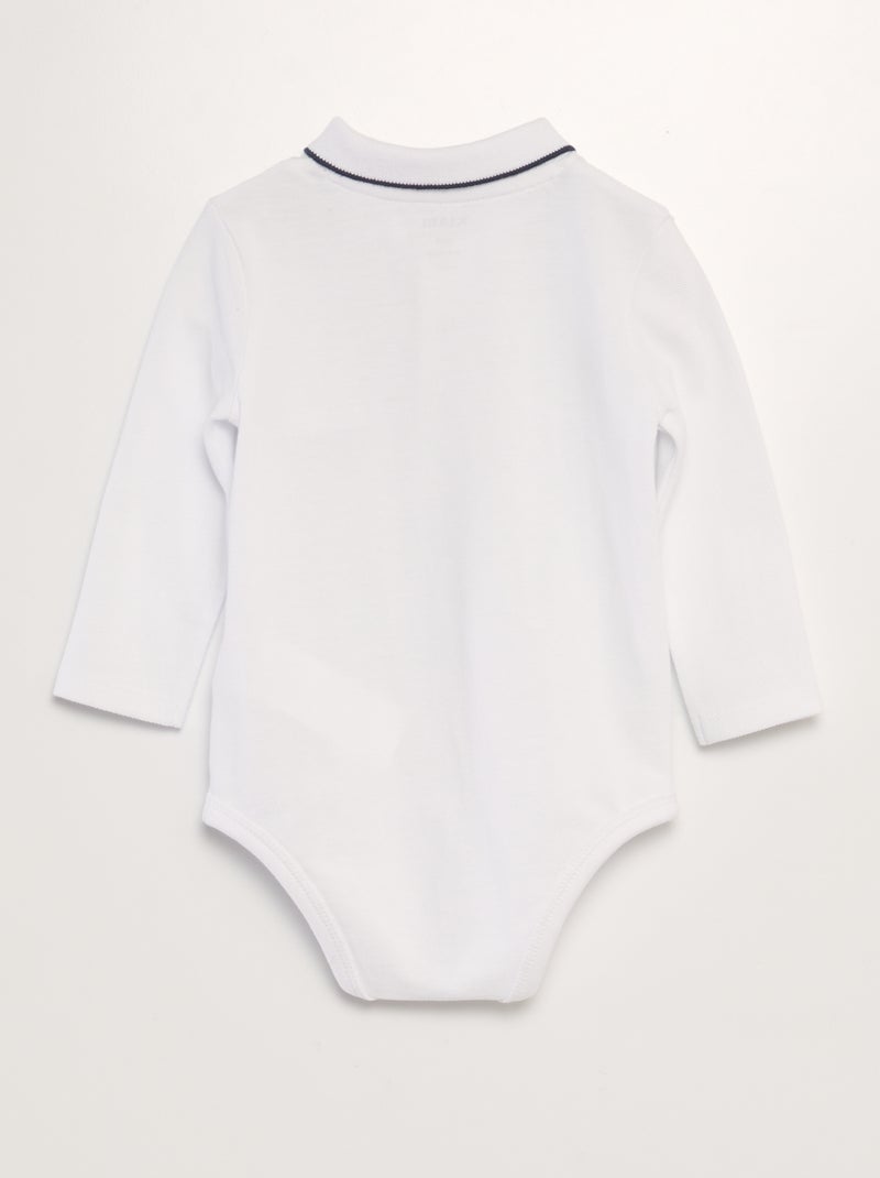 Body tipo polo de manga larga BLANCO - Kiabi