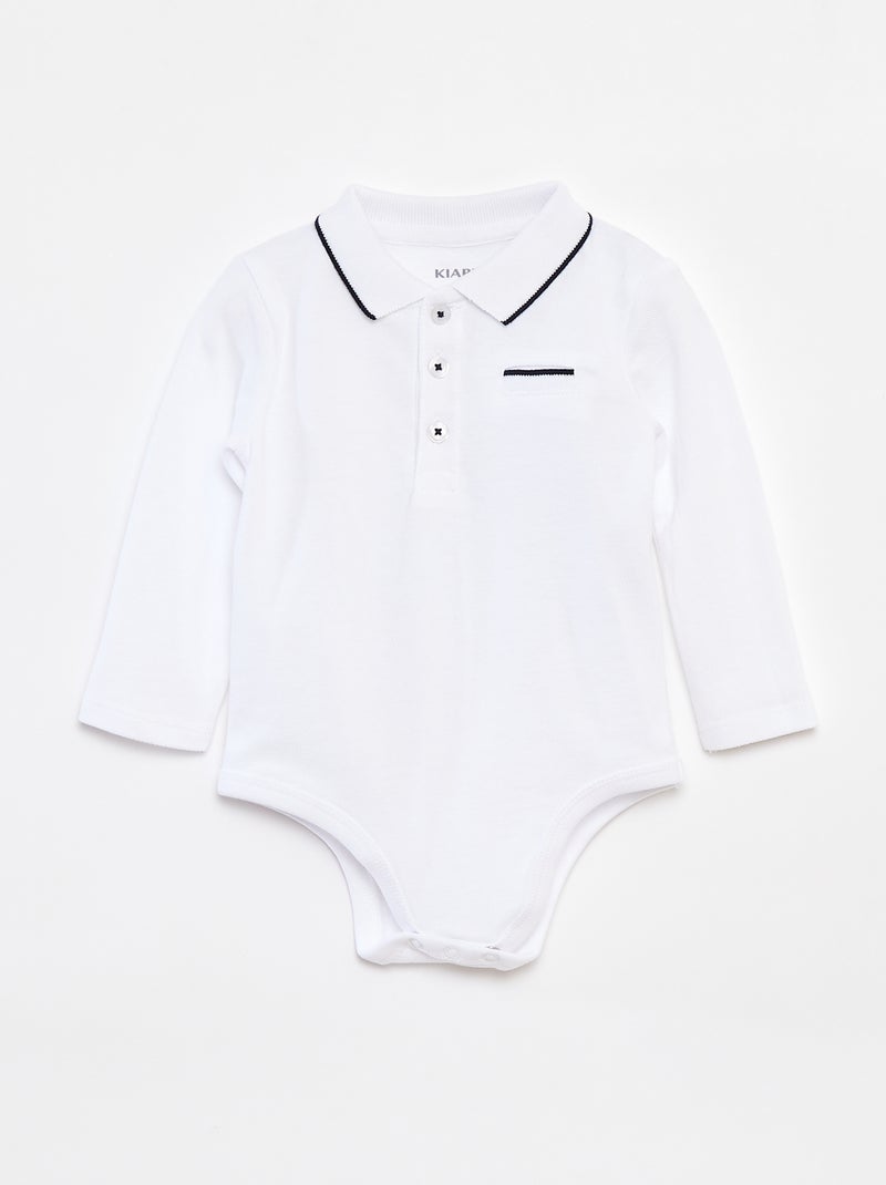 Body tipo polo de manga larga Blanco - Kiabi
