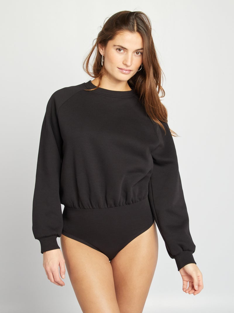 Body tipo sudadera de chándal negro - Kiabi