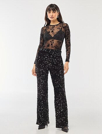 Body transparente con flores de terciopelo