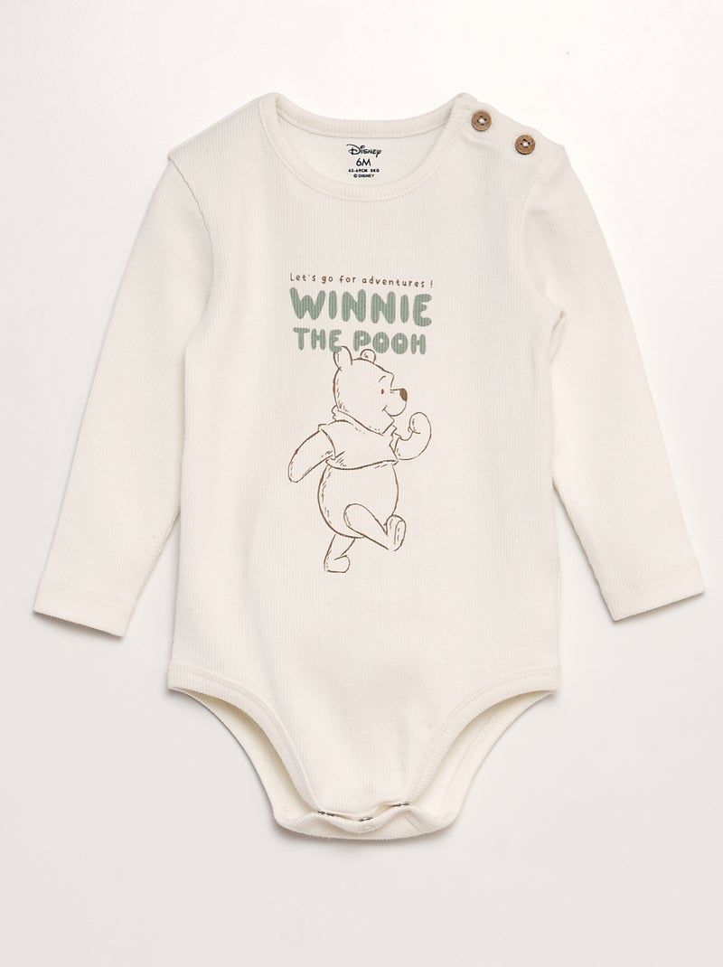 Body 'Winnie' de canalé con cierre de botones BLANCO - Kiabi