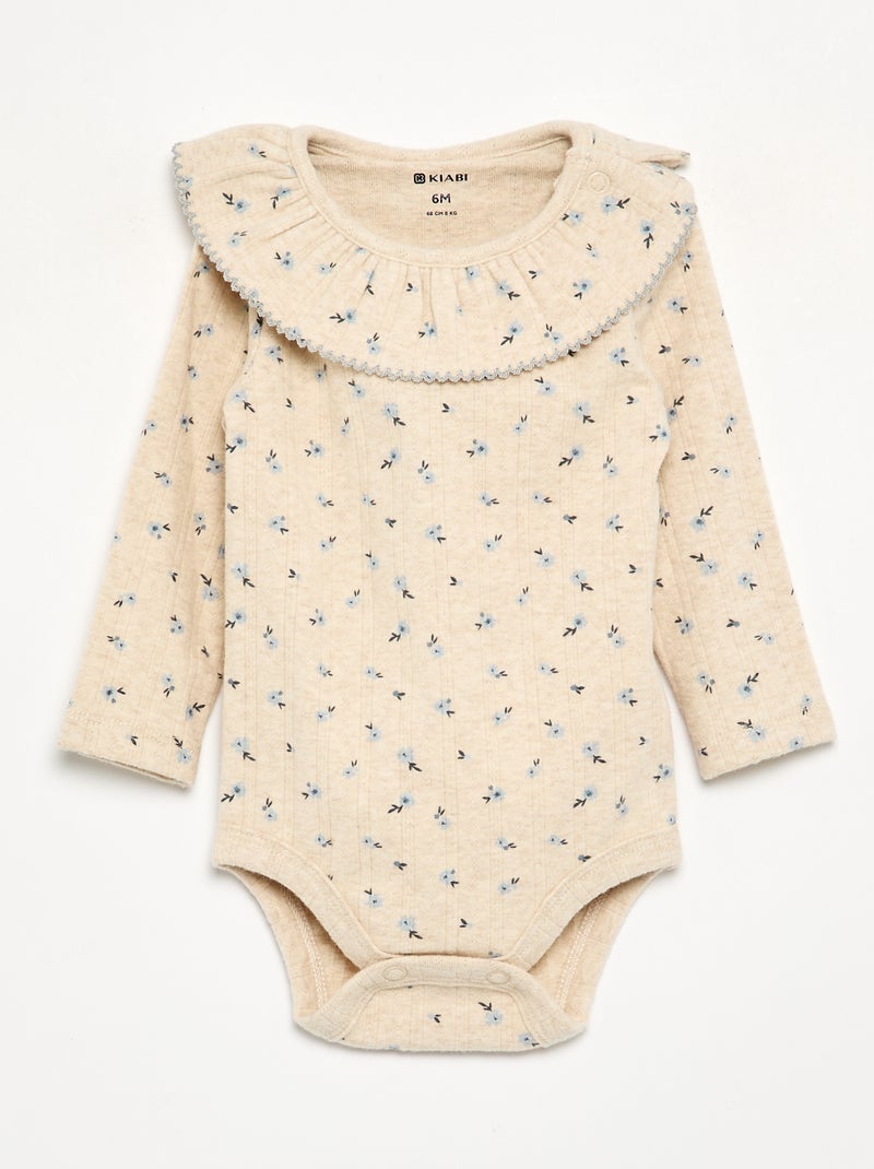 Bodys estampados con cuello volante Beige - Kiabi