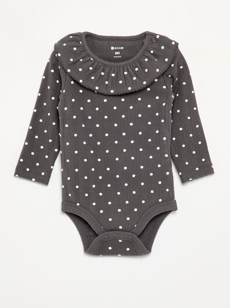 Bodys estampados con cuello volante Gris - Kiabi