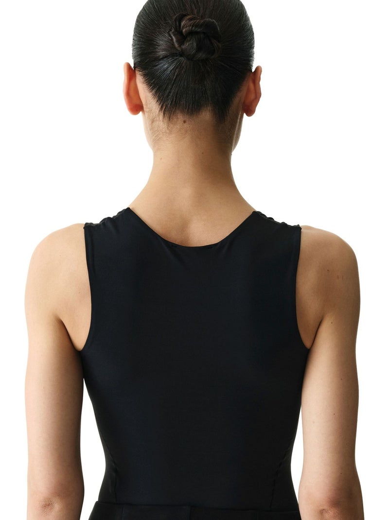 Bodysuit con cuello en u y textura suave penti Negro - Kiabi
