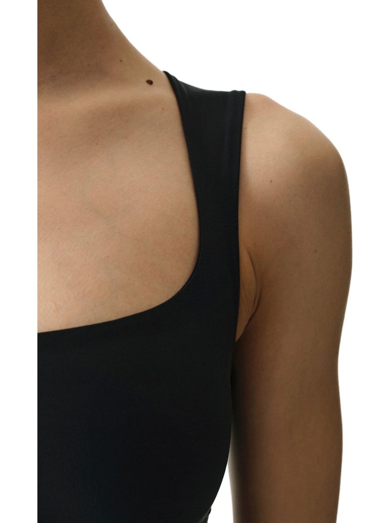 Bodysuit con cuello en u y textura suave penti Negro - Kiabi
