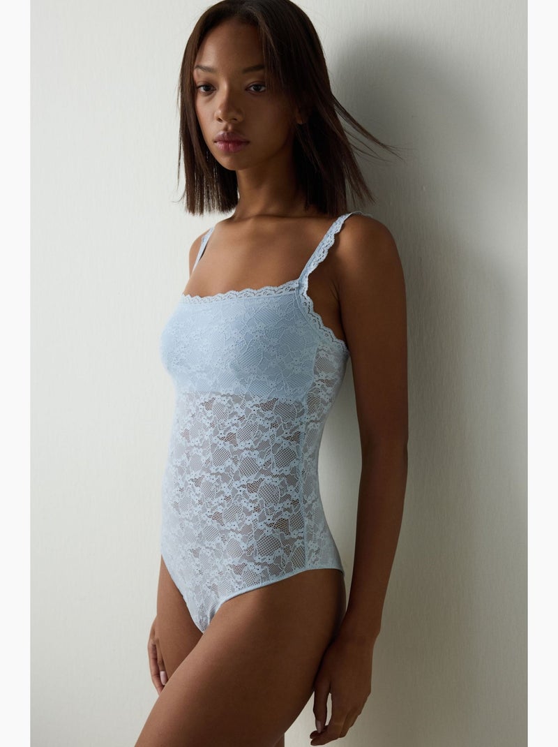 Bodysuit de escote cuadrado, sin aros, con copas extraíbles penti Azul cielo - Kiabi
