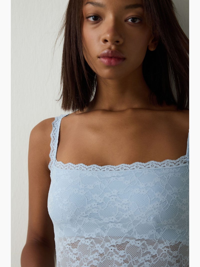 Bodysuit de escote cuadrado, sin aros, con copas extraíbles penti Azul cielo - Kiabi