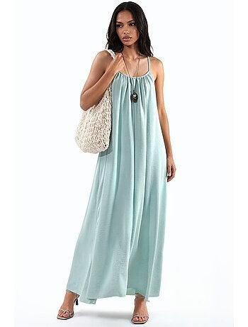 Boho midi dress with u collar hiccup