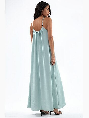 Boho midi dress with u collar hiccup