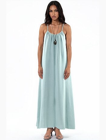 Boho midi dress with u collar hiccup